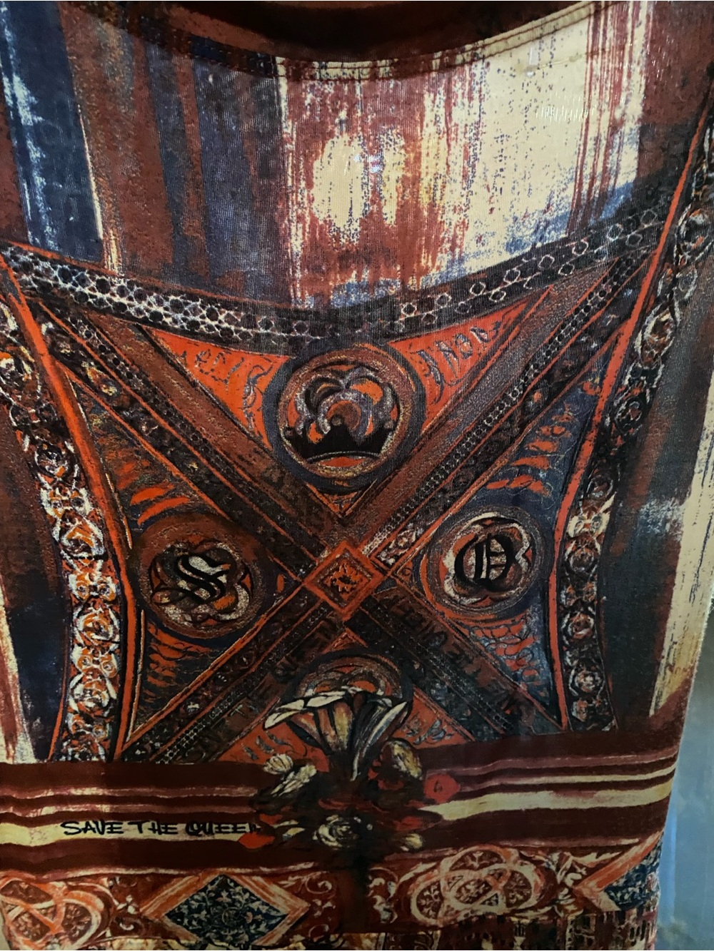 Vintage Save The Queen Renaissance Cathedral Print Dress M Italy fits S - Picture 6 of 8